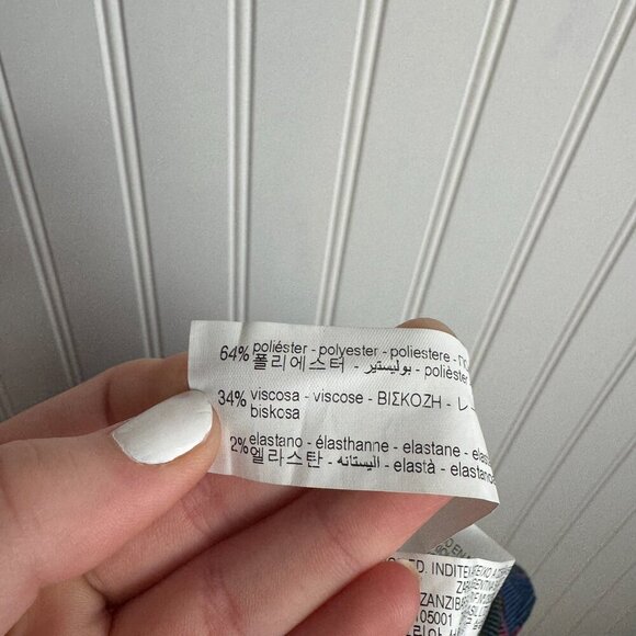 Zara blue green plaid trousers flat front zipper detail size small Q2 - Picture 5 of 5